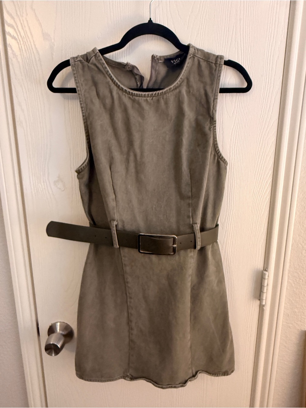VICI Olive Utility Belted Sleeveless Mini Dress